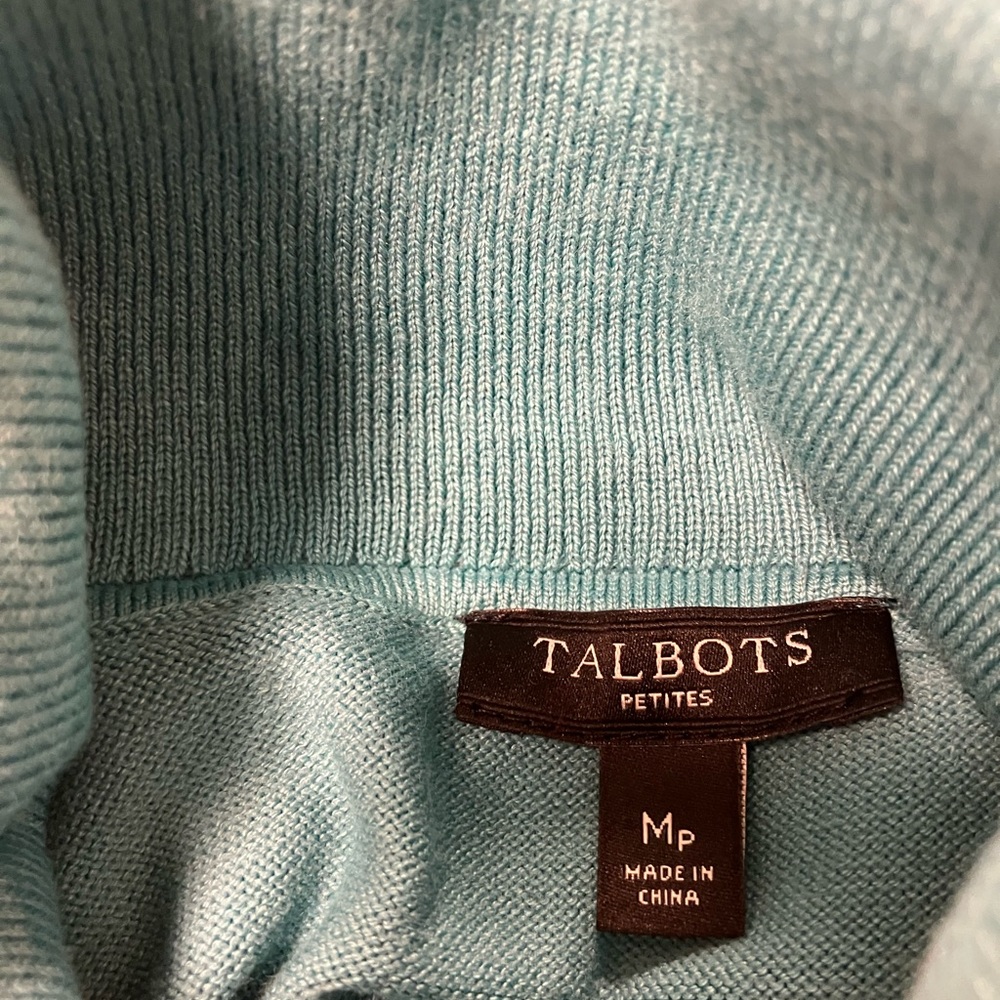 Talbots Petite, turtleneck, aqua, MP. - Picture 4 of 5